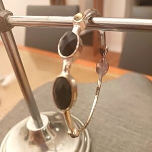 Worn Patina Bangle w/ Faux Stones - Pre-loved (7.5")